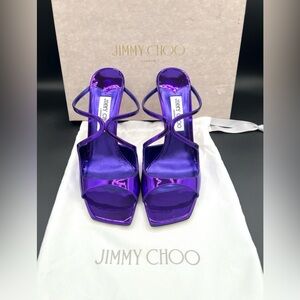 Jimmy Choo Women's Anise 95 Blue Strappy Open Toe High Heel Sandals US 11/EU 41